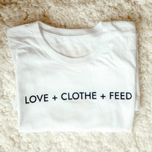 Load image into Gallery viewer, Love + Clothe + Feed Mission Tee